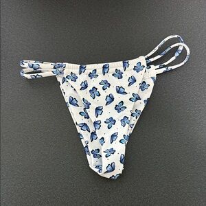 Tori Praver Swimwear White and Blue Butterfly Bikini Bottom